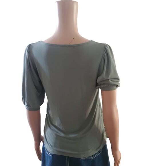 NEW Crosby Size XS Modal Polyester Square Neck Olive Green Boho Top Office Work - Picture 3 of 8